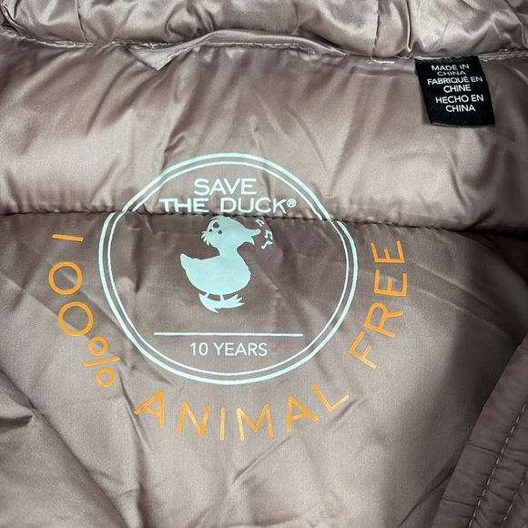 Save The Duck Gracie Quilted Puffer Jacket Full Zip Mauve Misty Rose Kids Sz 10 - Picture 6 of 16